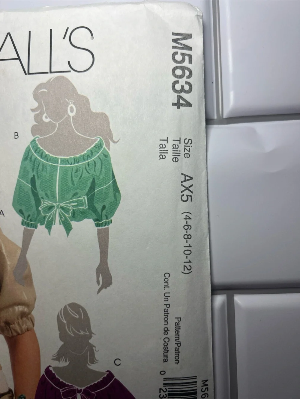 McCall’s M5634 Sewing Pattern Size AX5 Opened Complete